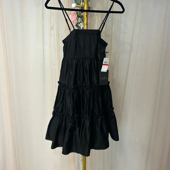 CeCe Black Tiered Mini Dress - Picture 5 of 8